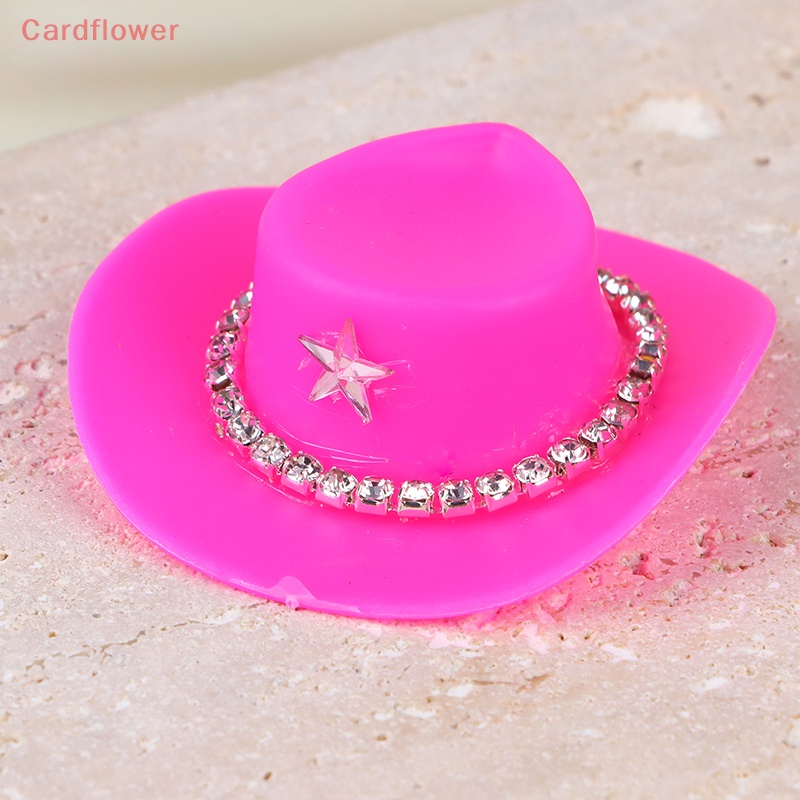 &lt; Cardflower &gt; Set 5 Mũ Cao Bồi Mini Màu Hồng Đính Kim Cương Thời Trang Sáng Tạo Và Thiết Thực Cho Búp Bê Bé Gái