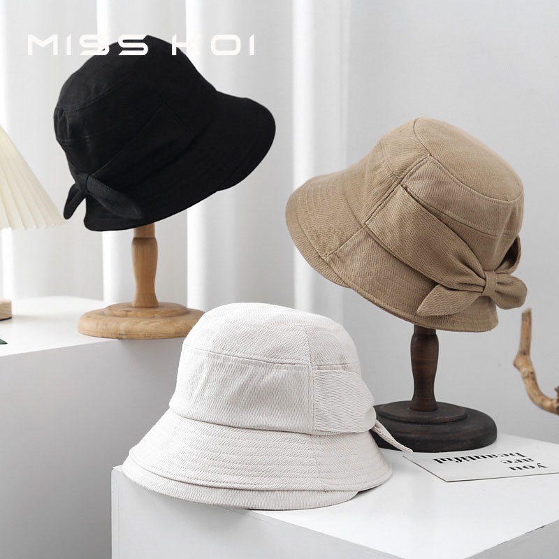 Misskoi  Xuân Thu Uốn Edge Thời Trang Mũ Nồi Thanh Lịch Phiên Bản Hàn Quốc Nơ Mũ Xô Phù Hợp