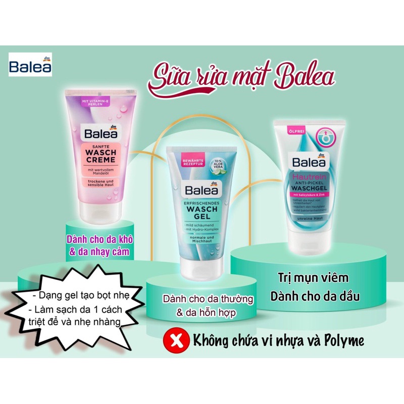 Sữa rửa mặt Balea của Đức - Mẫu mới Đủ Bill