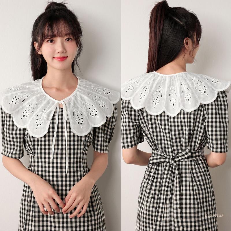 R Áo Choàng Cổ Giả Thêu Họa Tiết Chấm Bi Khoét Rỗng Cỡ Lớn Có Thể Tháo Rời Cho Búp Bê