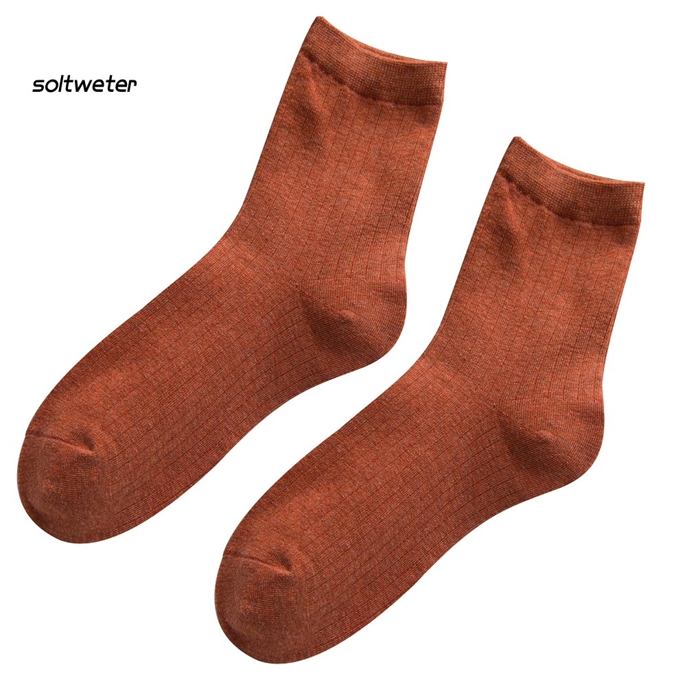 Vớ Cotton Mềm Mại Màu Trơn Thoáng Khí Giữ Ấm Mùa Đông Cho Nữ