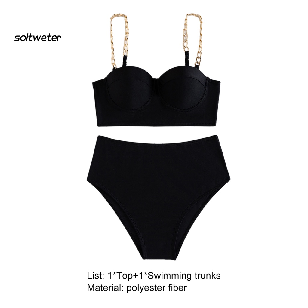 2 Bộ Bikini Hai Mảnh Màu Đen Có Dây Kim Loại Gợi Cảm