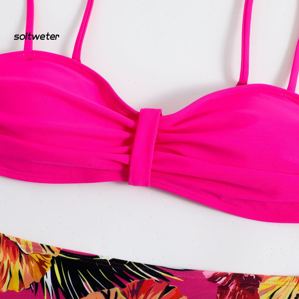 Bộ Bikini 2 Mảnh Màu Sắc Trơn Lưng Cao Có Thể Điều Chỉnh Cho Nữ