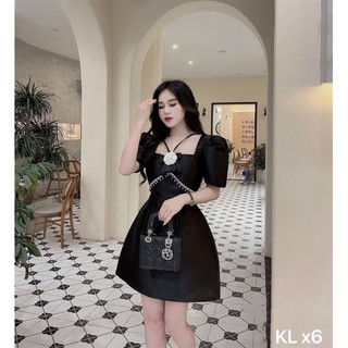 Bigsize Đầm thiết kế đi tiệc viền đá kèm tag hoa 55-95kg