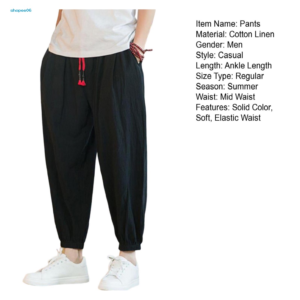 Quần Harem Lưng Thun Rút Dây Màu Trơn Thời Trang Mùa Hè Cho Nam