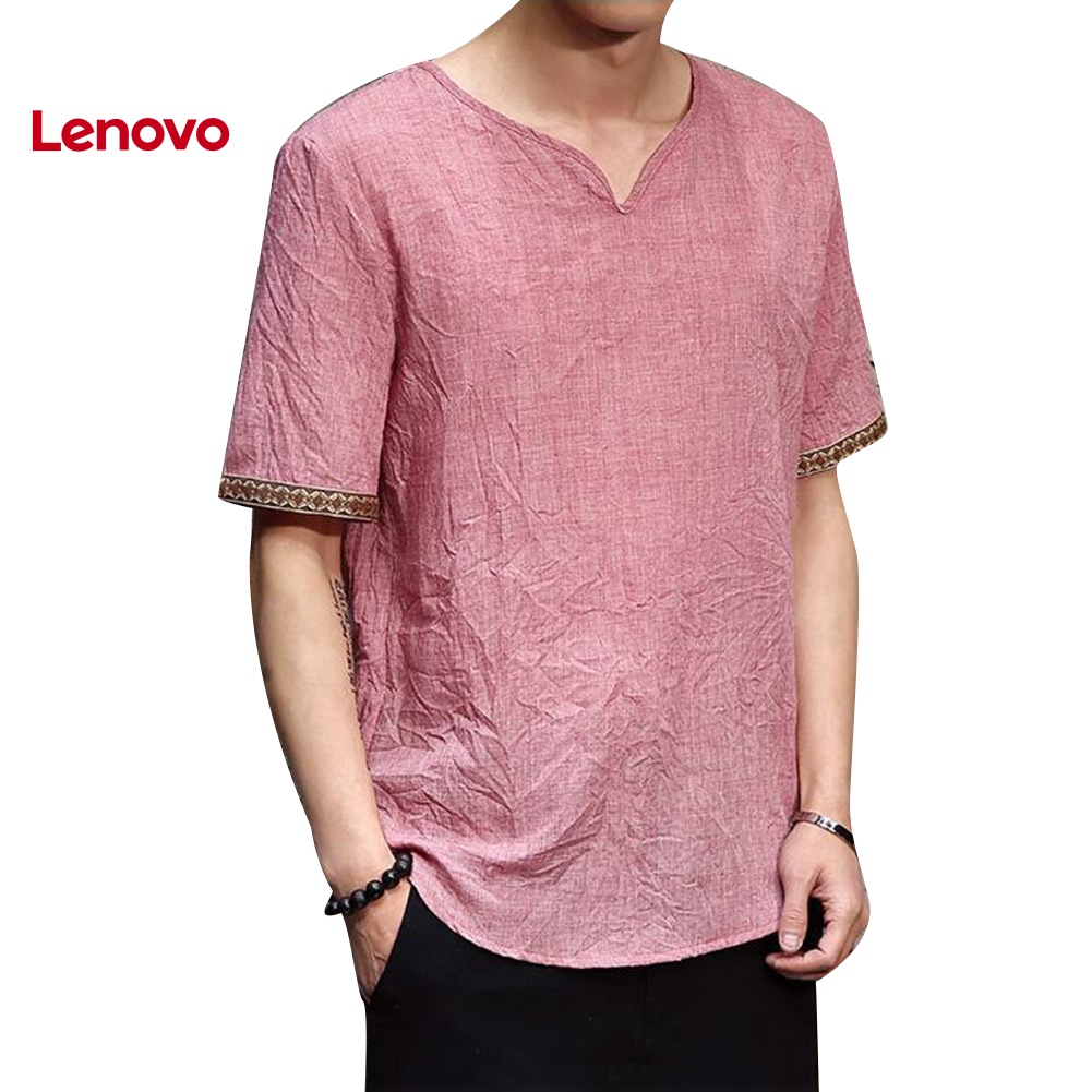 Áo Thun Tay Ngắn Cổ Chữ V Bằng Vải Lanh In Họa Tiết Hoa Hướng Dương Plus Size Cho Nam