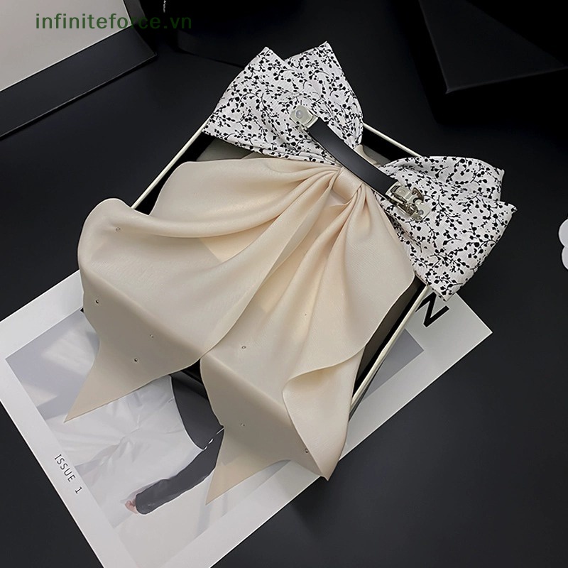 Kẹp Tóc Hình Nơ Đính Ngọc Trai Phong Cách Retro Cho Nữ