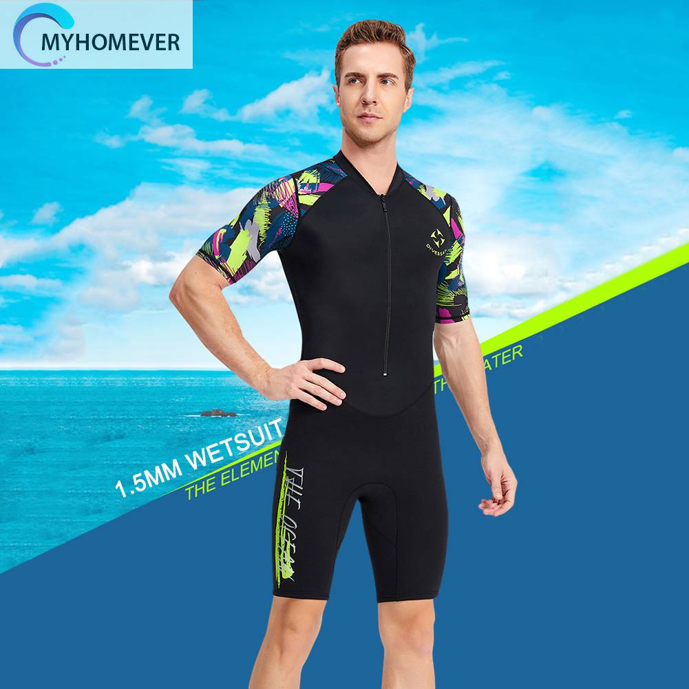 Bộ Đồ Lặn Toàn Thân Chống Tia UV Cao Su Tổng Hợp Có Khóa Kéo Trước Dày 1.5MM