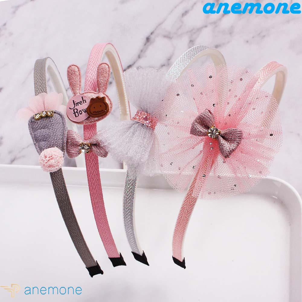 ANEMONE 1 Băng Đô Cài Tóc Đính Nơ Ren Nhân Tạo Họa Tiết Hoạt Hình Cho Bé Gái