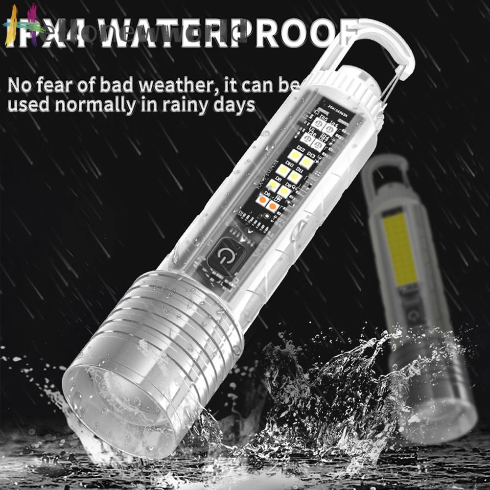 Đèn Pin LED COB / COB Thu Phóng Được 1500mAh Cổng Sạc USB Loại C IPX4