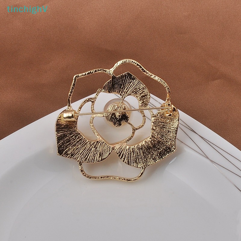 Ghim Cài Áo Hình Hoa Trà Đính Ngọc Trai Thời Trang Cho Nữ