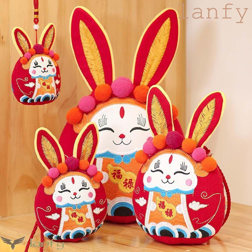 LANFY Thỏ Nhồi Bông Cotton Phong Cách Trung Hoa Đáng Yêu Mừng Năm Mới