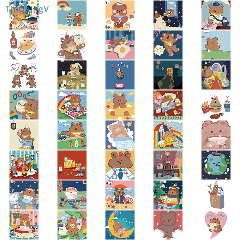 Bộ 40 Miếng Dán Hình Gấu Hoạt Hình Graffiti Trang Trí Xe Hơi / Guitar / Laptop / Ipad