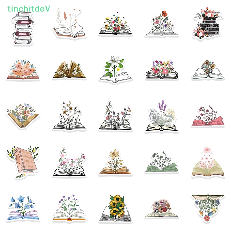 Bộ 50 Miếng Dán Trang Trí Xe Hơi / Va Li / Laptop / Điện Thoại Họa Tiết Hoa Graffiti Nghệ Thuật