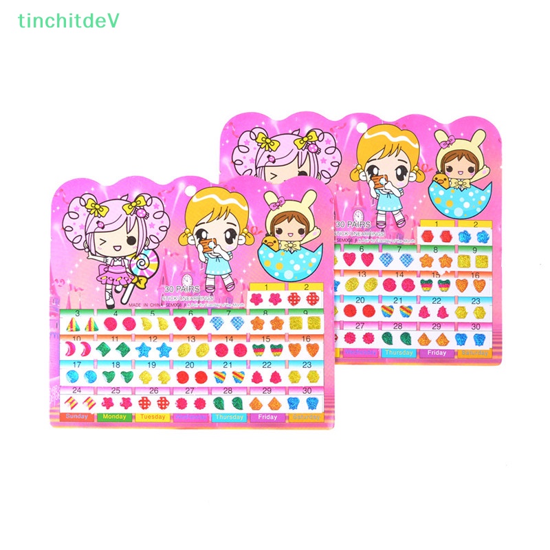 [TinchitdeV] 1 Tờ Bông Tai Pha Lê Nhiều Màu Sắc Thời Trang Đồ Chơi Trẻ Em [Mới]