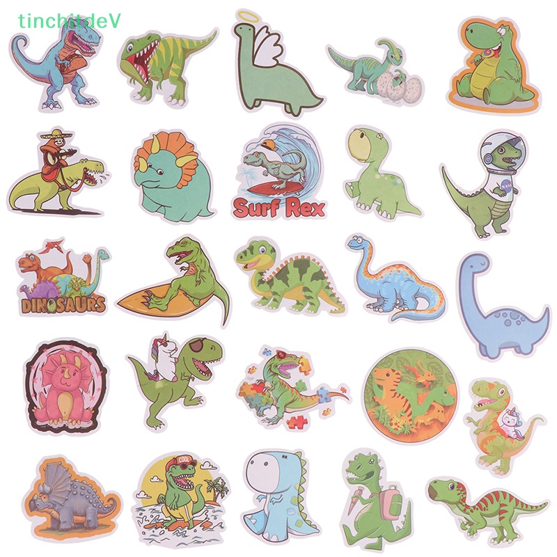 [TinchitdeV] 50 Miếng Dán Hình Khủng Long Hoạt Hình Dễ Thương Trang Trí Laptop Điện Thoại Ván Trượt Xe Hơi [Mới]