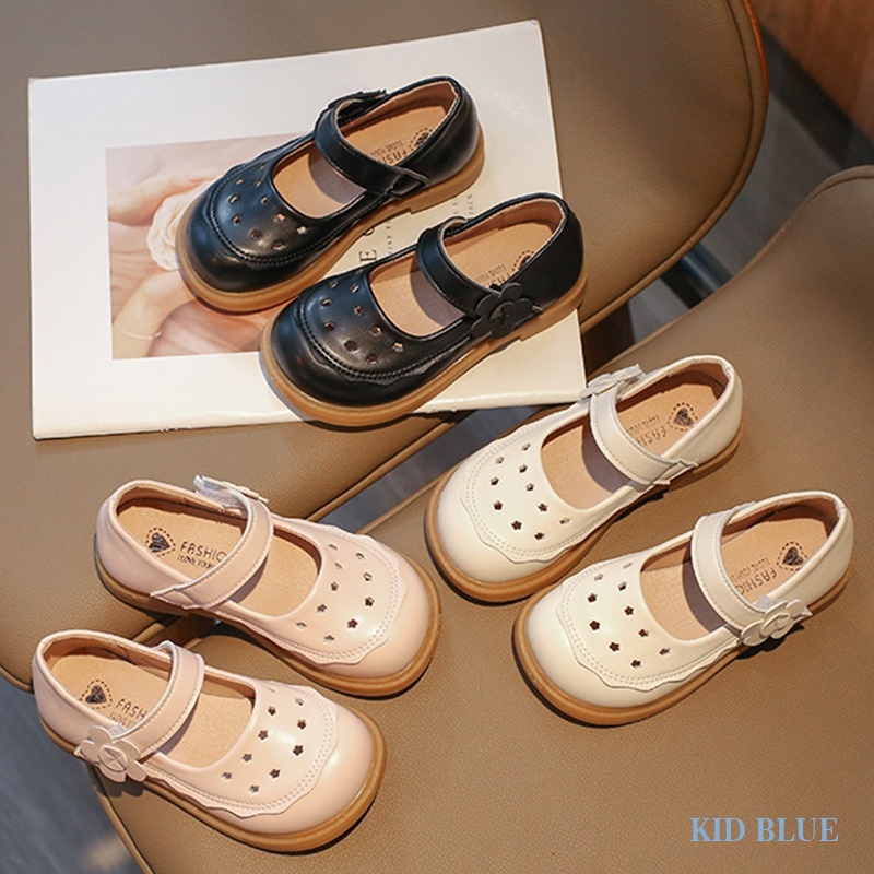 Giày Búp Bê Da Đế Mềm Thiết Kế Đục Lỗ Thời Trang Xuân Thu Cho Bé Gái