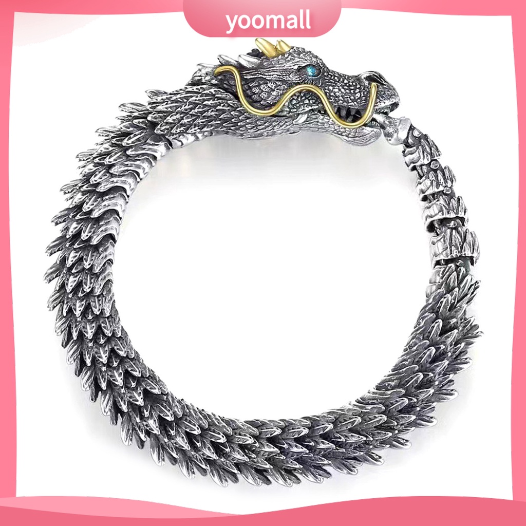 [YM] Vòng Đeo Tay Nam Hình Đầu Rồng Bằng Đồng Không Gây Dị Ứng Phong Cách Hip hop Có Thể Điều Chỉnh