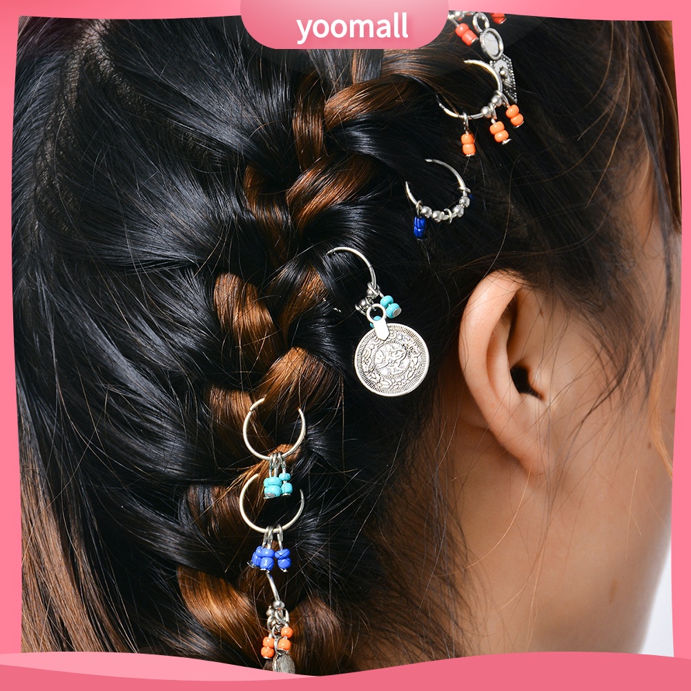 1 Gói Kẹp Tóc Đuôi Heo Châu Phi Đính Hạt DIY