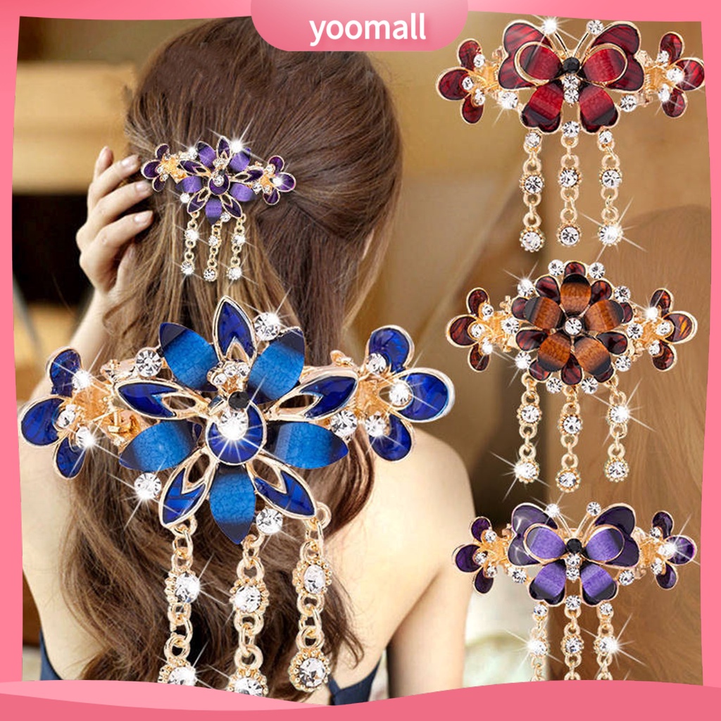 Kẹp Tóc Hình Hoa Đính Đá Lấp Lánh Phong Cách Vintage