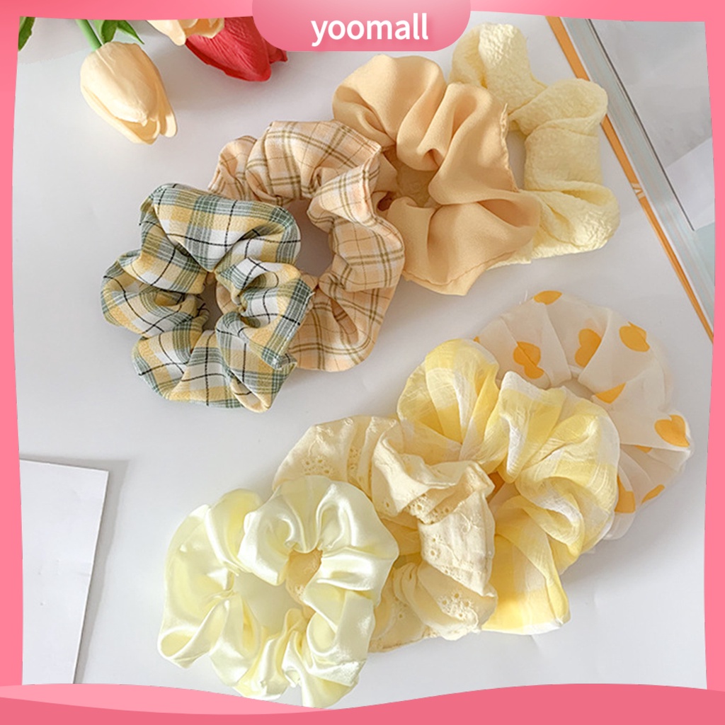 Dây Buộc Tóc Co Giãn Chống Trượt Chống Rơi In Họa Tiết Hoa Xinh Xắn Cho Nữ