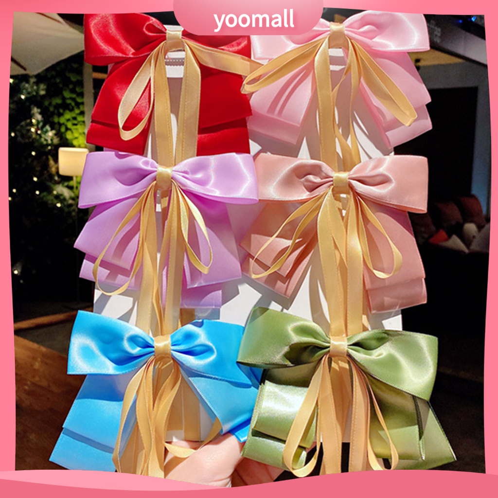 Kẹp Tóc Nơ Ruy Băng Dài Co Giãn Ngọt Ngào Cho Nữ