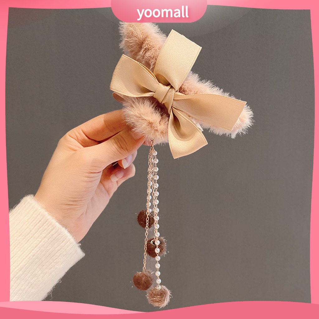 Kẹp Tóc Hình Bướm Đính Ngọc Trai Giả Dáng Dài Phối Tua Rua Dễ Thương Phong Cách Hàn Quốc