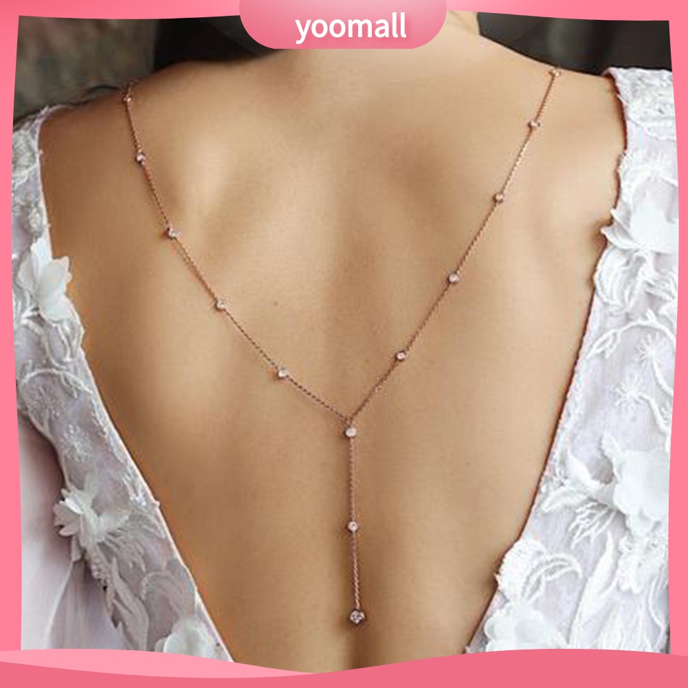 [YM] Vòng cổ Body Chain Dáng Dài Đính Kim Cương Giả Trang Sức Cho Cô Dâu Trong Tiệc Cưới