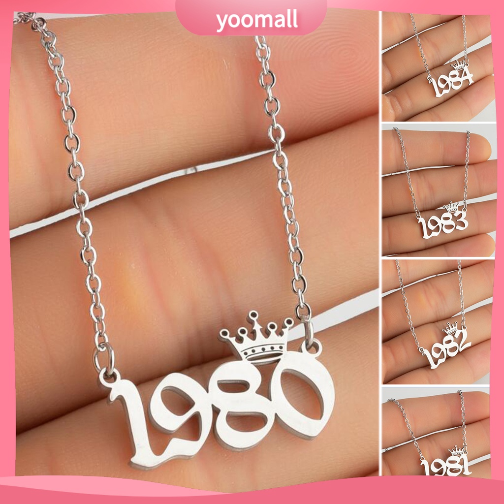 Vòng cổ Mặt Số Năm Mới 1980-1999 Bằng Thép Không Gỉ Dành Cho Nữ