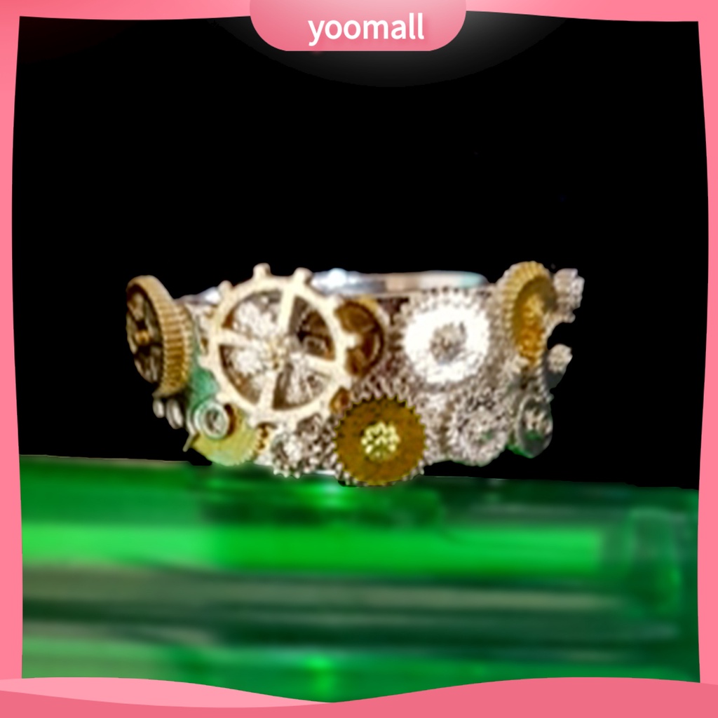 Nhẫn Hình Bánh Răng Thiết Kế Hình Học Phong Cách Vintage Dùng Làm Quà Tặng Đám Cưới