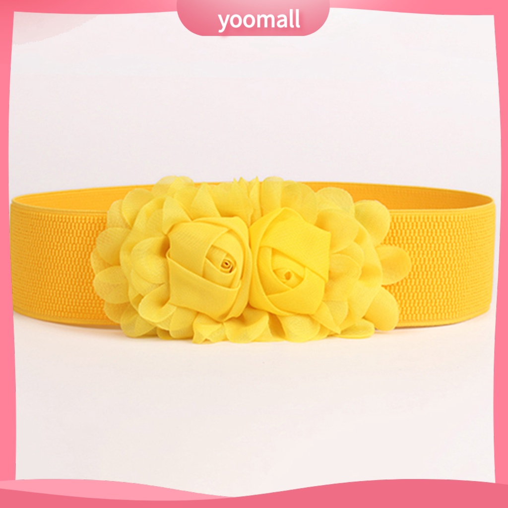 Thắt Lưng Vải Bản Rộng Co Giãn Họa Tiết Hoa Hai Lớp Cho Tiệc Tùng