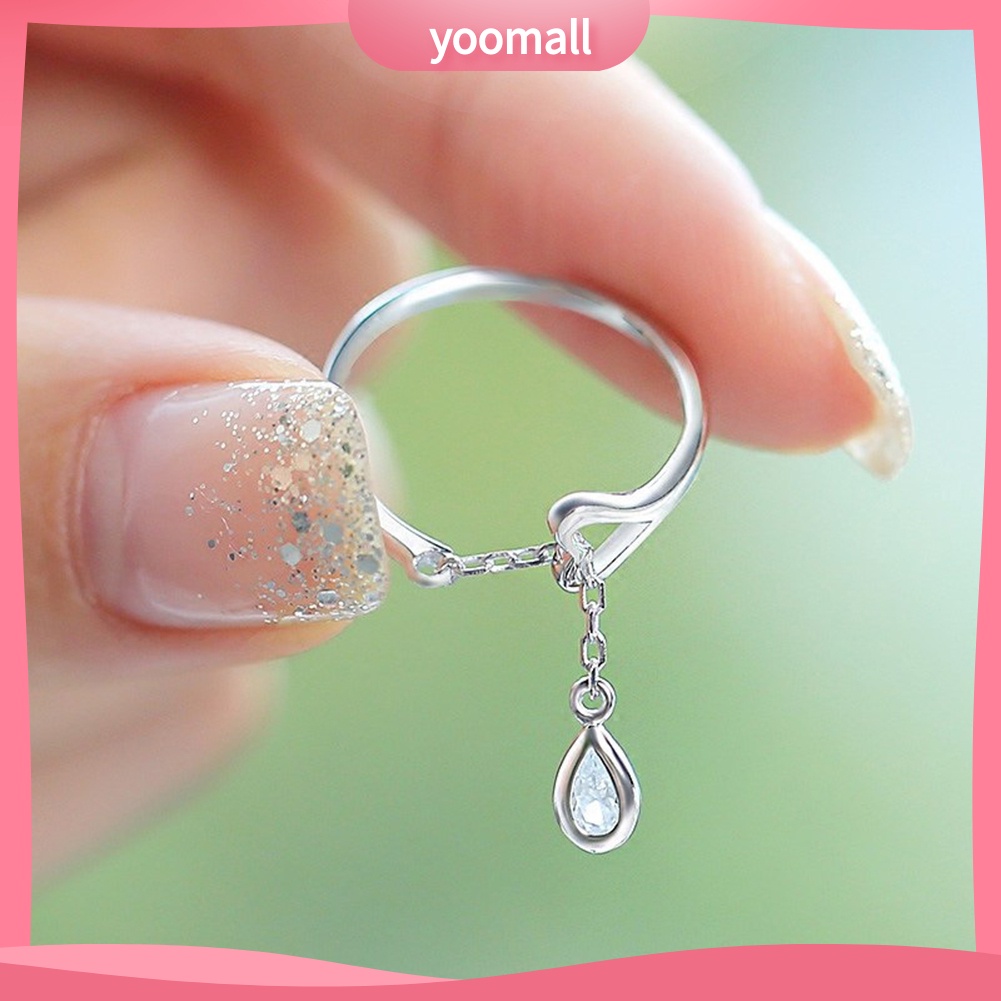 Nhẫn Hở Hình Trái Tim Phối Dây Xích Dễ Điều Chỉnh