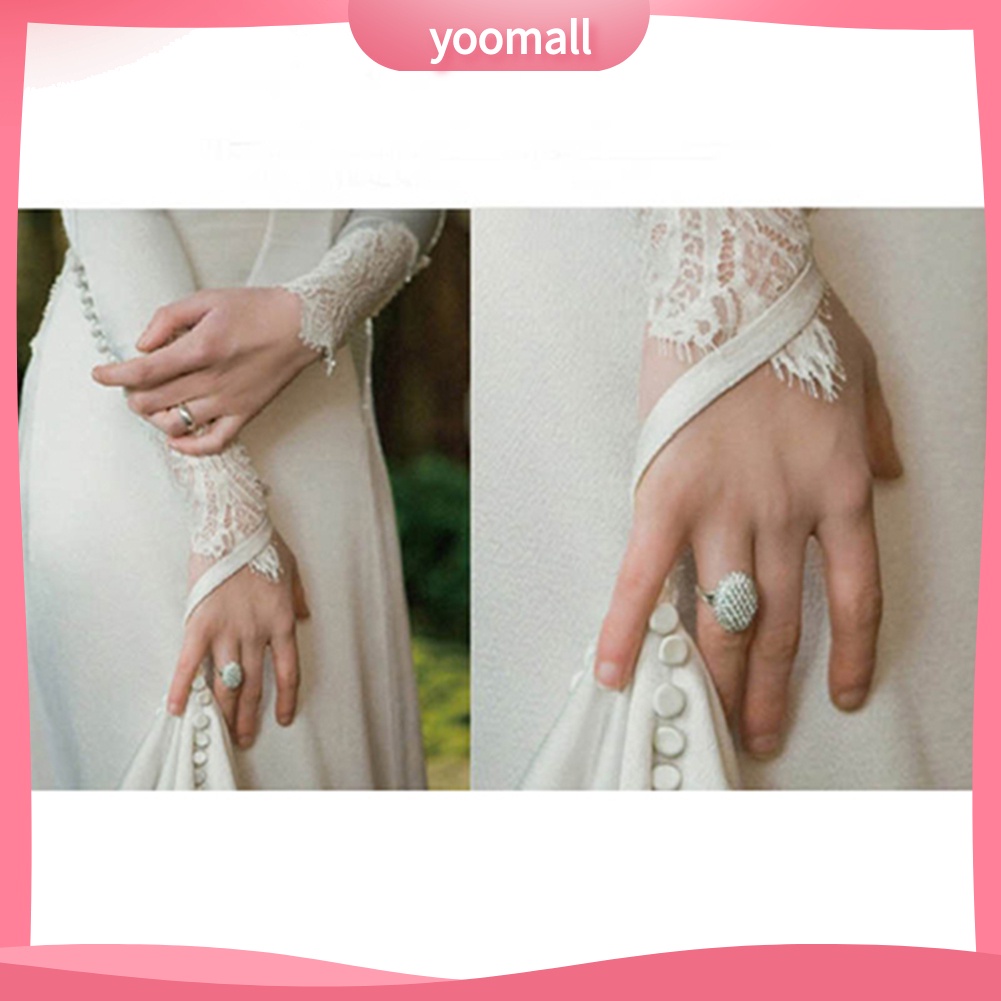 Nhẫn Đính Hôn Đính Đá Hình Oval Kích Thước 6-10 Sang Trọng Dành Cho Nữ