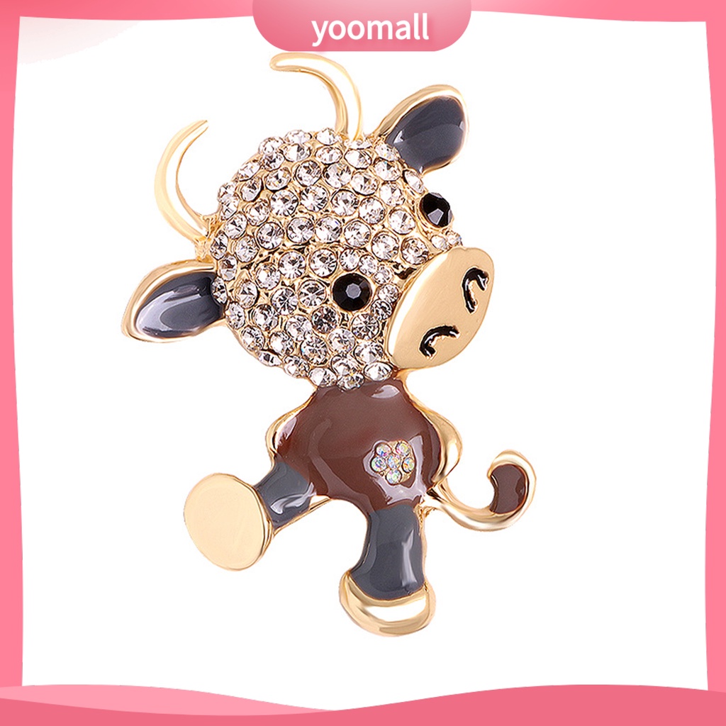 Ghim Cài Áo Hình Bò Sữa Đính Đá Thời Trang