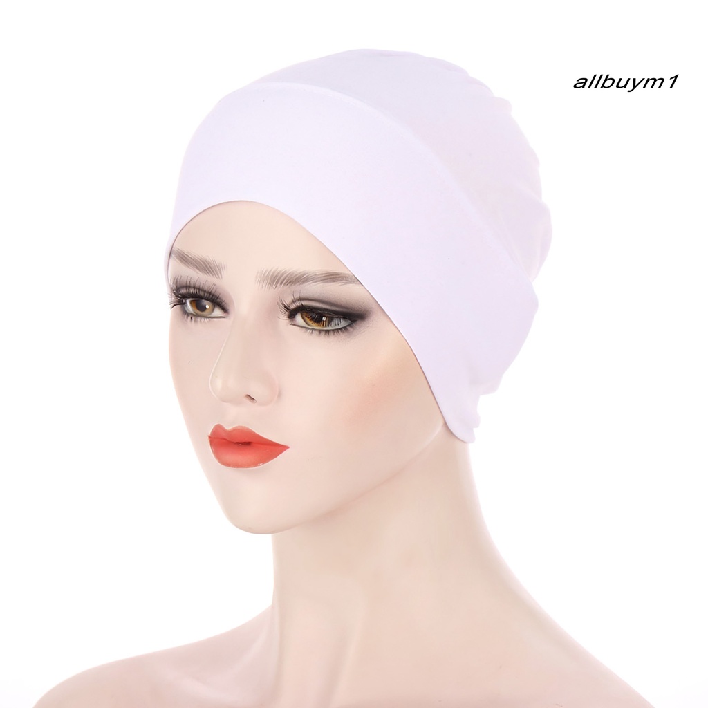 Mũ Turban Trùm Đầu Co Giãn Màu Trơn Thời Trang Cho Nữ