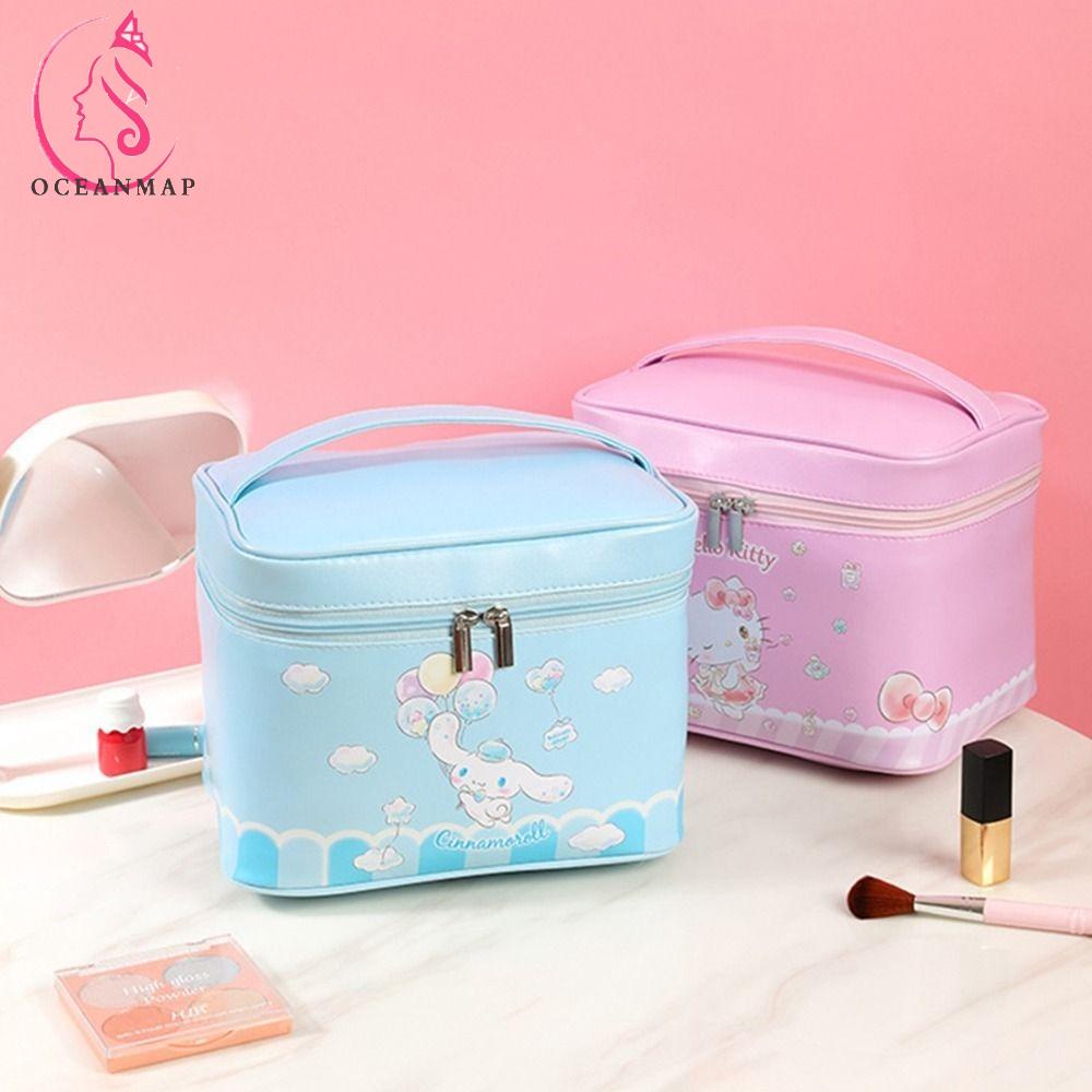 OCEANMAP Túi Đựng Mỹ Phẩm Bằng Da PU Chống Thấm Nước Hình Vuông Tiện Dụng