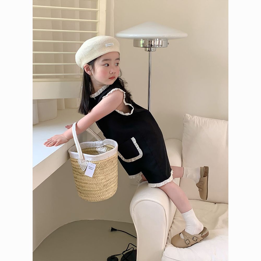 Bộ Áo Liền Quần Sát Nách Vải Cotton Thời Trang Mùa Hè Cho Bé Gái