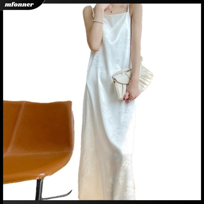 Đầm Dài Hai Dây Dáng Chữ A Cổ Vuông Màu Sắc Trơn Thời Trang Mùa Hè Dành Cho Nữ