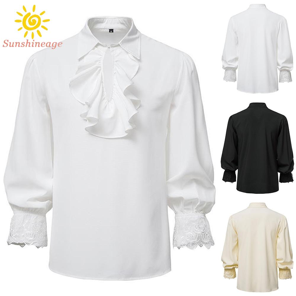 Áo Sơ Mi Thắt Dây Phong Cách Victorian Thoải Mái Cho Nam