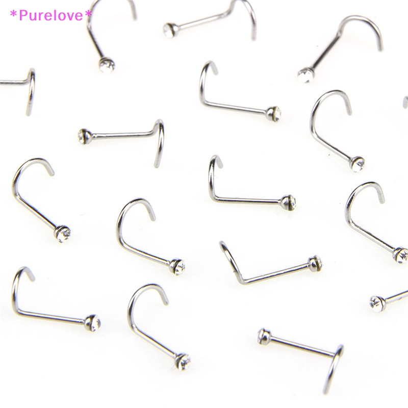 Set 20 Khuyên Mũi Thép Không Gỉ Đính Đá Pha Lê Thời Trang Mới