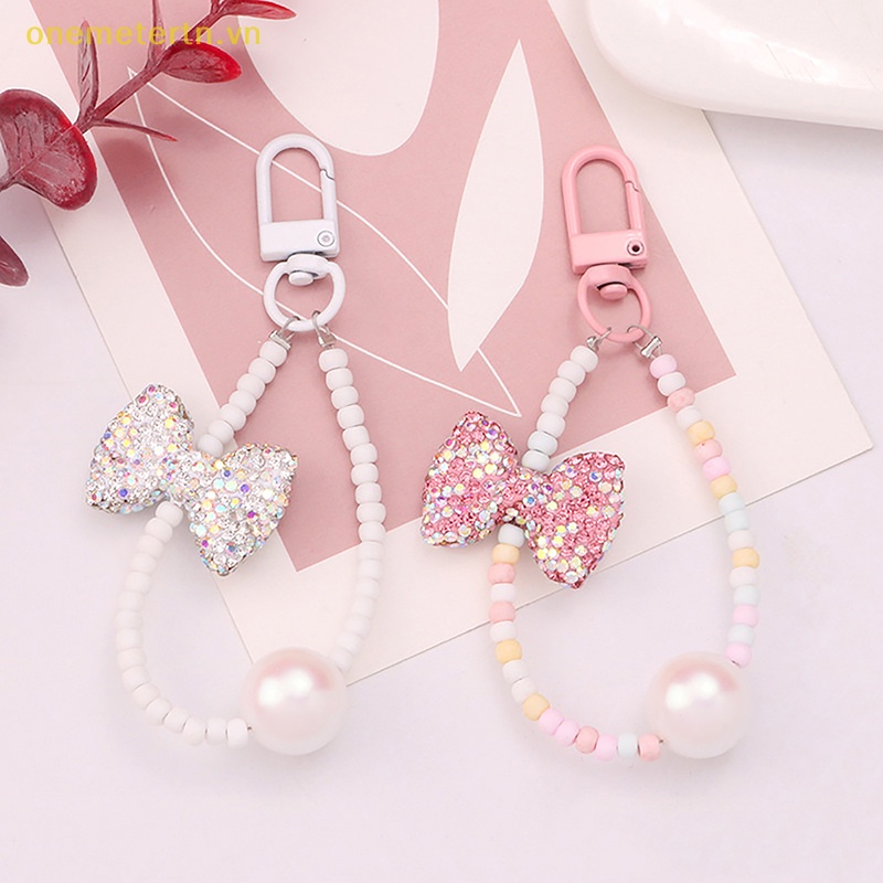 Onemetertn Móc Khóa Trang Trí Ba Lô / Túi Xách Đính Hạt Kim Cương Nơ Hoa Dễ Thương Dành Cho Bạn Nữ VN