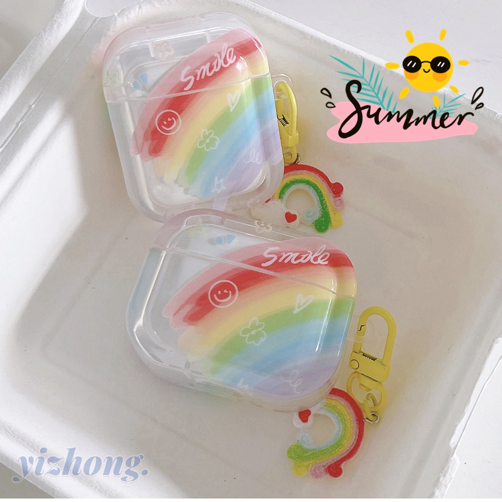 Vỏ Bảo Vệ Hộp Sạc Tai Nghe Airpods Pro 2 3 1 Bằng TPU Dẻo Họa Tiết Cầu Vồng Nhiều Màu Chống Sốc / Thất Lạc Tiện Dụng