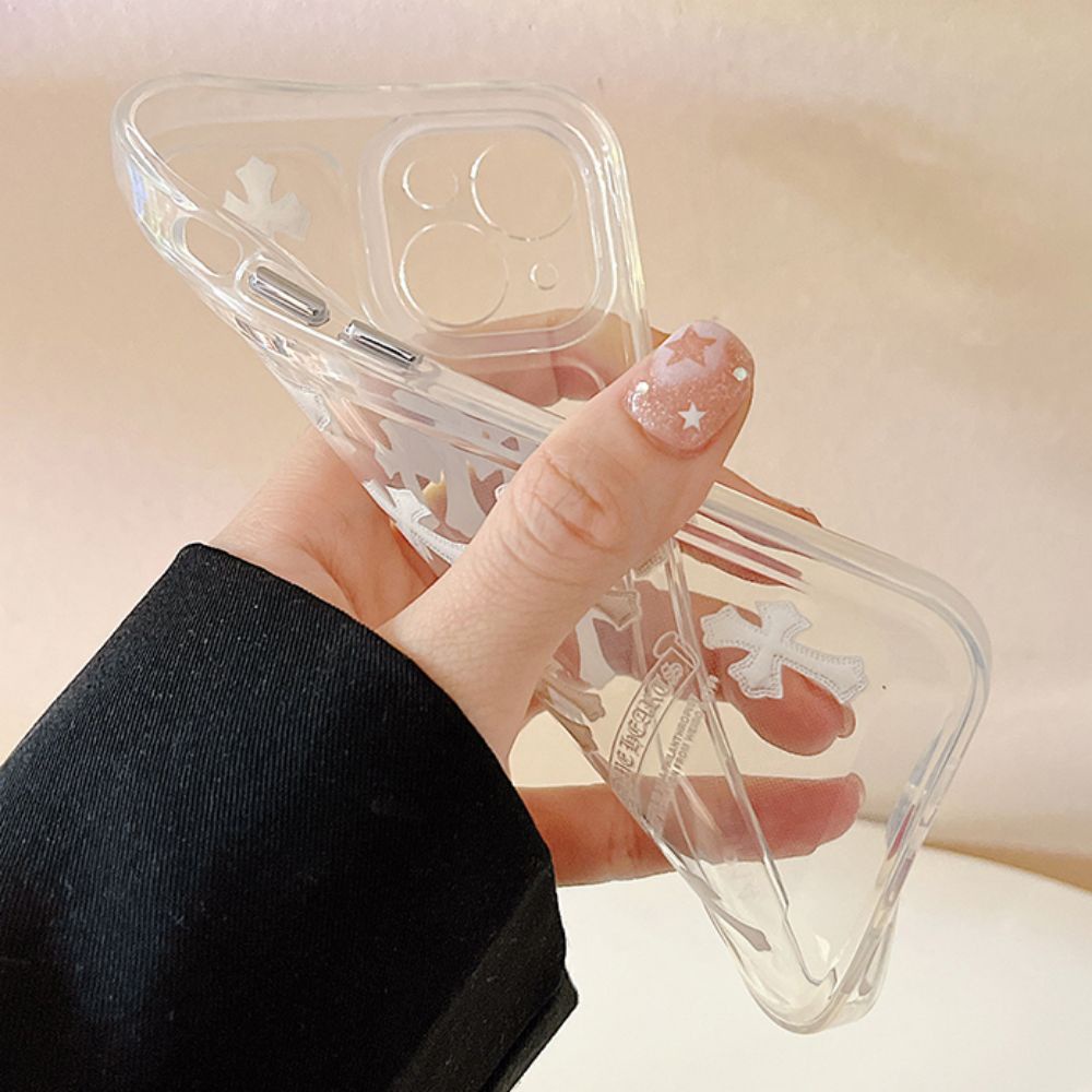 Ốp Điện Thoại TPU Mềm Trong Suốt Chống Sốc In Chữ Thập Thời Trang Cho IPhone 14 13 12 11 Pro Max X XR 8 7 Plus