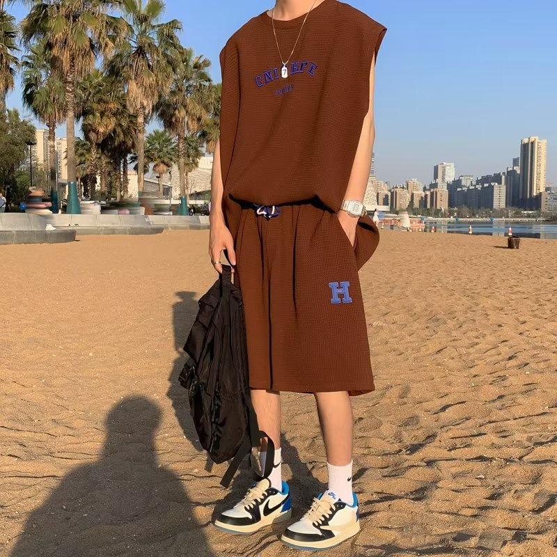 Set Áo Thun Sát Nách Và Quần Short Thể Thao Phong Cách Hong Kong Thời Trang Mùa Hè Mới Cho Nam
