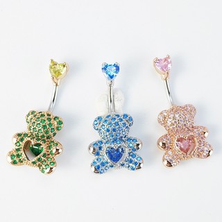 Khuyên rốn mạ bạc 925 hình gấu thông minh dễ thương