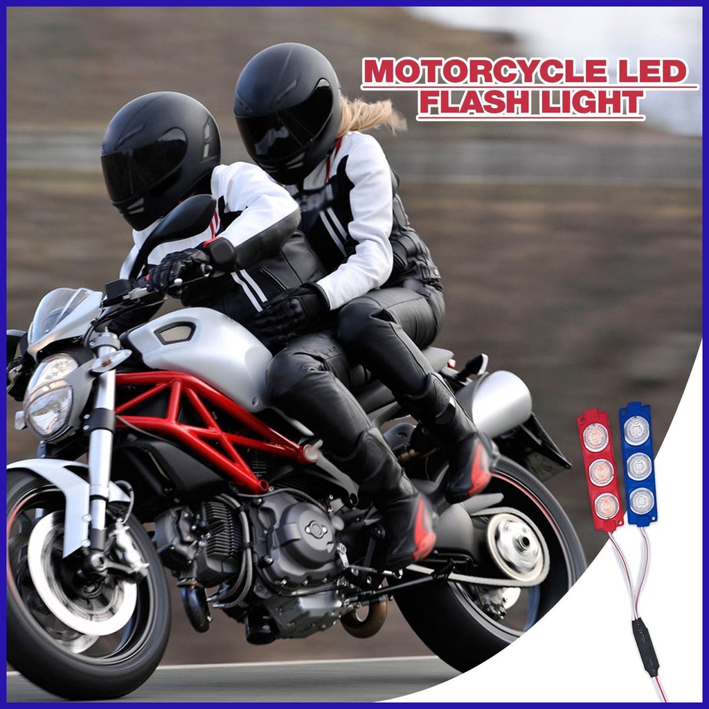 Đèn LED Nhấp Nháy Ánh Sáng Đỏ Và Xanh Dương Chống Thấm Nước Gắn Đuôi Xe Mô Tô robpvn