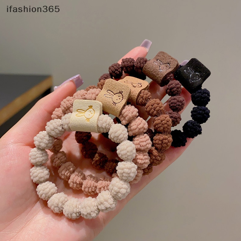 Set 5 Dây Buộc Tóc Cao Su Co Giãn Hình Thỏ Phong Cách Hàn Quốc Đơn Giản Thời Trang ifashion365