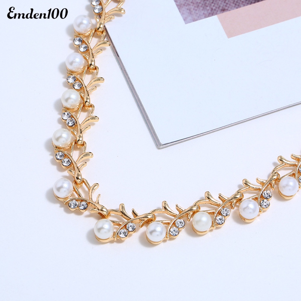 Bộ Trang Sức Đính Ngọc Trai Nhân Tạo Thanh Lịch Cho Nữ