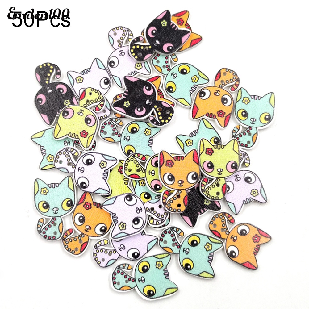 50 Nút Gỗ Hình Mèo Dễ Thương Tự Khâu Trang Trí Sách Kỉ Niệm