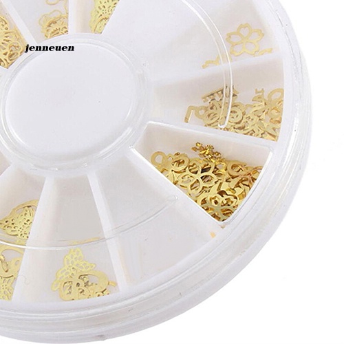 Hộp Đề Can Họa Tiết Hoa Bướm 3D Bằng Kim Loại Màu Vàng Kim Dùng Để Trang Trí Móng Nghệ Thuật